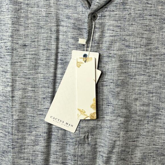 Cactus Man Ricky Singh Shirt Mens Medium Gray Long Sleeve Button Up Floral Trim - Picture 4 of 9